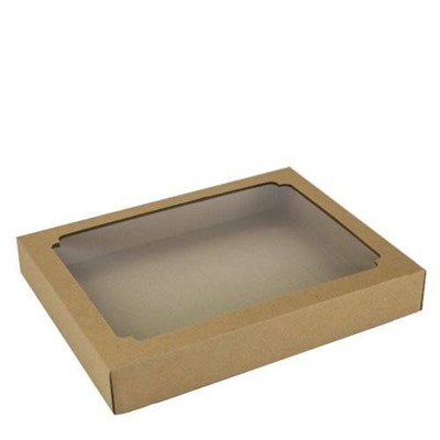 Коробка самосборная 26*21.5*4 см Крафт с окном крышка/дно 51704 Цена за 1 коробку