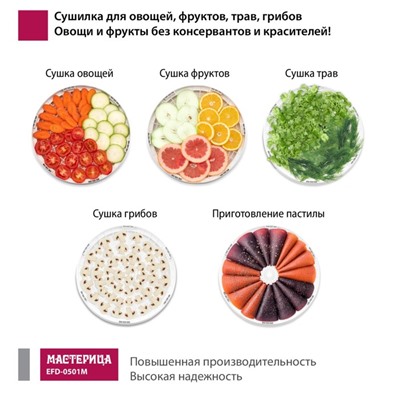 Сушилка для овощей и фруктов «Мастерица EFD-0501M», 125 Вт, 5 ярусов