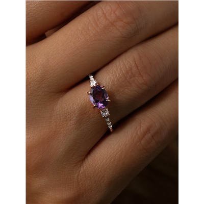 Серьги из золочёного серебра с аметистом и фианитами 2-509з40100