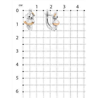 Серьги детские из серебра с позолотой и фианитами родированные - Кошечки-балерины