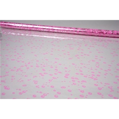 Пленка упаковочная прозрачная с рисунком для цветов и подарков в рулоне Пузыри 70 см Розовый