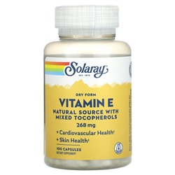 Solaray Dry Form Vitamin E, 268 mg, 100 Capsules