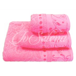 Набор махровых полотенец жаккард 3 шт розовый