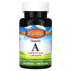 Carlson Vitamin A, 7,500 mcg RAE (2,5000 IU), 100 Soft Gels