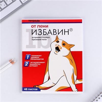 Тетрадь в клетку, 48 листов А5 на скрепке МИКС «1 сентября: Котики таблетки», обложка мелованный картон 230 гр.,блок №1, 80 гр., белизна 96%