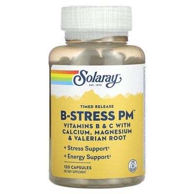 Solaray Timed Release Vitamin B-Stress PM, 120 Capsules