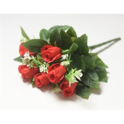 Искусственные цветы, Ветка в букете бутон розы 7 голов (1010237) микс
