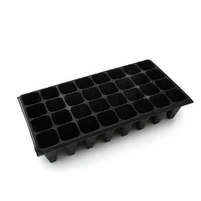 Кассета для выращивания рассады, на 32 ячейки, по 180 мл, из пластика, чёрная, 51 × 28 × 10 см, Greengo