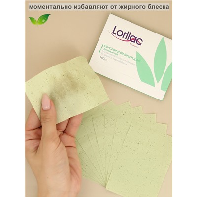 Матирующие салфетки для лица Lorilac Зеленый чай 100 шт