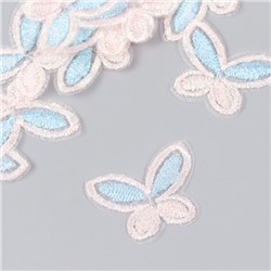 Декор для творчества текстиль вышивка "Бабочка бело-голубая" 4х3 см