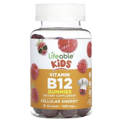 Lifeable Kids Vitamin B12 Gummies, Natural Raspberry, 500 mg, 60 Gummies