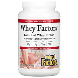 Natural Factors Whey Factors, Grass Fed Whey Protein, Natural Strawberry, 2 lb (907 g)
