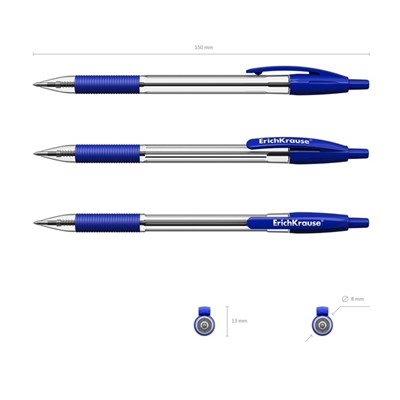 Ручка шариковая автоматическая Erich Krause R-301 Classic Matic & Grip, стержень синий, 1.0 мм