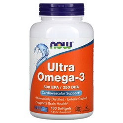 NOW Foods Ultra Omega-3, 500 EPA / 250 DHA, 180 Enteric Coated Softgels