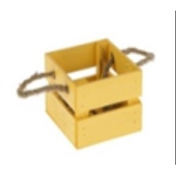 Ящик деревянный с веревочной ручкой (13*12.5*9) желтый 230272
