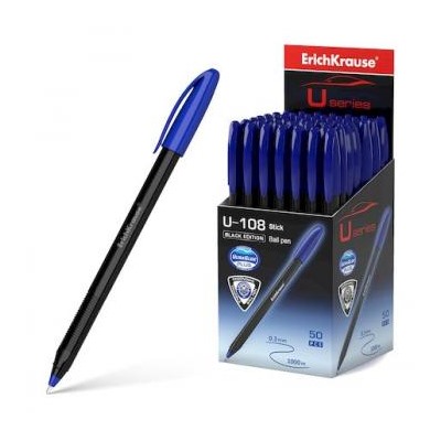 Ручка шариковая U-108  Black Edition Stick Ultra Glide Technology синяя 1.0мм 46777 Erich Krause {Индия}