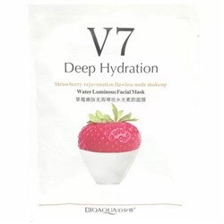 Маски для лица Тканевая BIOAOUA  V 7 Deep Hydration Strawberry rejuvenation flawless nude makeup