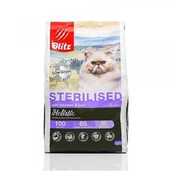 БЛИЦ Holistic корм CHICKEN & LIVER FOR STERILISED низкозерновой для стер.кошек Курица&Печень 400г АГ