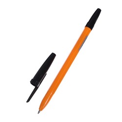 Ручка шариковая 0,7 мм, черная, корпус оранжевый с черным колпачком