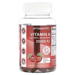 Vitamatic Vitamin A (Retinyl Palmitate), Natural Strawberry, 2,500 IU, 120 Gummies