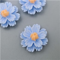 Кабошон "Цветочек", цвет голубой 13 мм