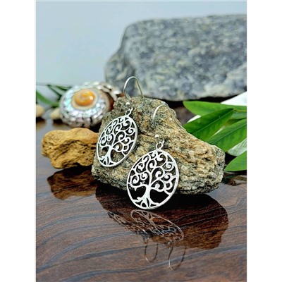 Серебряные серьги с дизайном в виде Дерева, 4.98 г; Silver earrings with Tree Design, 4.98 g