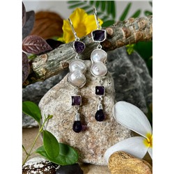 Серебряные серьги с Жемчугом Бива, 14.14 г; Silver earrings with Biwa Pearls, 14.14 g
