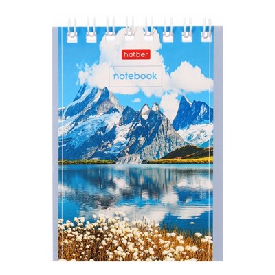 Блокнот А7, 40 листов в клетку на гребне "Великолепные пейзажи", обложка мелованный картон, МИКС