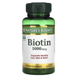 Nature's Bounty Biotin, 5,000 mcg, 72 Rapid Release Softgels