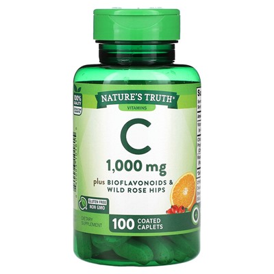 Nature's Truth Vitamin C, 1,000 mg, 100 Coated Caplets