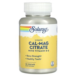 Solaray Cal-Mag Citrate with Vitamin D-2, 90 VegCaps