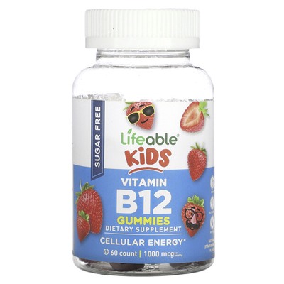 Lifeable Kids Vitamin B12 Gummies, Natural Strawberry, 500 mcg, 60 Gummies