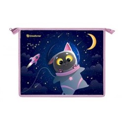 Папка для тетрадей А5 на молнии сверху 23,5х19х5 см "SPACE CAT" пластик ПТКМ1А5-СПК SchoolФормат {Россия}