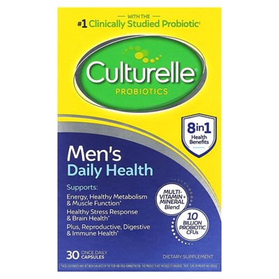 Culturelle Probiotics, Men's Daily Health, 10 Billion CFUs, 30 Once Daily Capsules