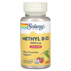 Solaray Methyl B-12, Lemon Raspberry Flavor, 5,000 mcg, 60 Lozenges