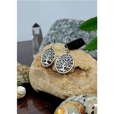 Серебряные серьги с дизайном в виде Дерева, 4.01 г; Silver earrings with Tree Design, 4.01 g