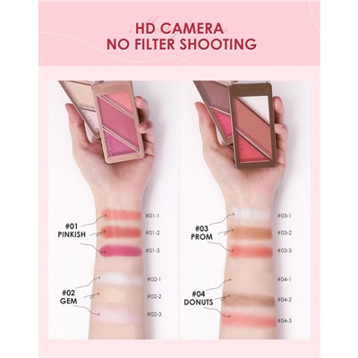 Румяна O.TWO.O Blush Palette 3 in 1 № 3