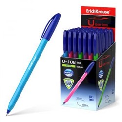 Ручка шариковая U-108 Neon Stick Ultra Glide Technology синяя 1.0мм 58092 Erich Krause {Индия}