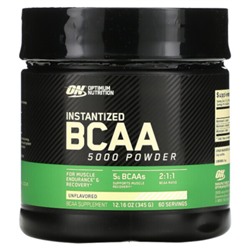 Optimum Nutrition Instantized BCAA 5000 Powder, Unflavored, 12.16 oz (345 g)
