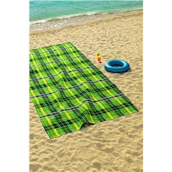 Полотенце пляжное Яркая клетка (Зеленый)