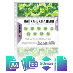 Файл-вкладыш А4, 50 мкм, Calligrata "Люкс", матовый, вертикальный, 100 штук