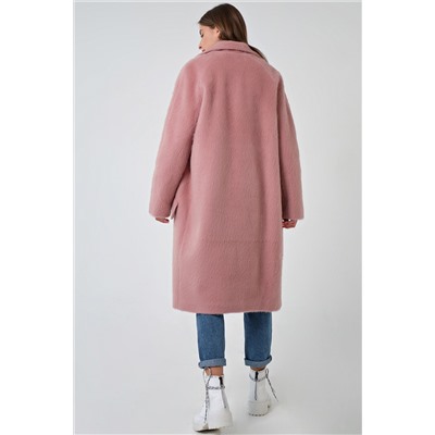 Пальто демисезонное оверсайз длинное пыльно-розовое
