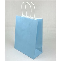 Подарочный крафт пакет с бумажной ручкой 21*27*11 см Голубой 12 шт/уп 530220