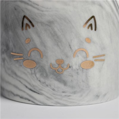 Горшок керамический с тиснением, кашпо «Котик», 8 х 7,5 см