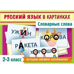 Развивающие карточки 85х120 мм 28 шт. "Словарные слова русского языка в картинках" для 2-3 класса (069758) 25751 Хатбер {Россия}