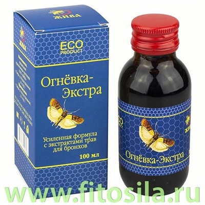 Концентрат "Огневка-Экстра" с экстрактами трав для бронхов, 100 мл, т. м. "ЖИВА"