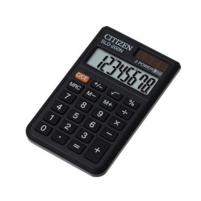 Калькулятор 8 разрядов SLD-200N 2 питания 10х60х98 мм CITIZEN {Филиппины}