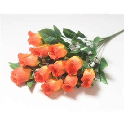 Искусственные цветы, Ветка в букете бутон розы 14 голов (1010237)