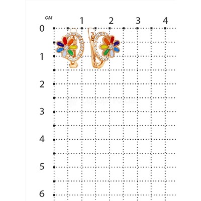 Серьги детские из золочёного серебра с эмалью и фианитами - Семицветики