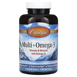 Carlson Multi + Omega-3, 120 Soft Gels